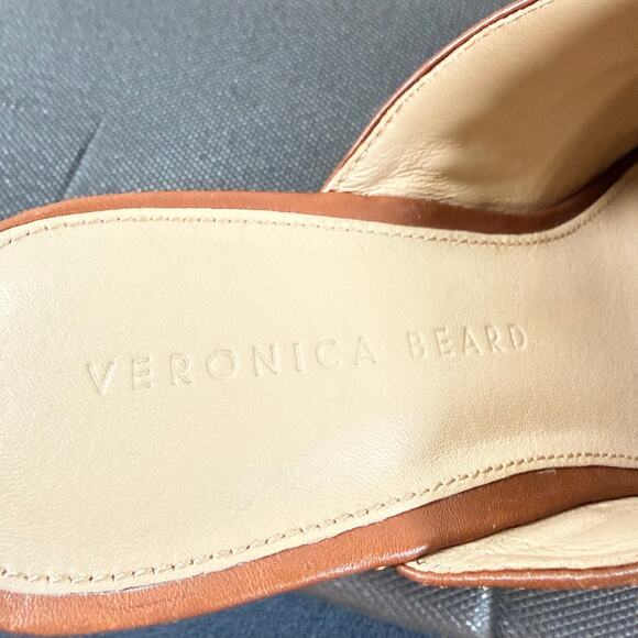 Veronica Beard Hendrix Clogs Brown Leather Chunky Platform Wooden Heel Size 7.5M - Picture 7 of 13